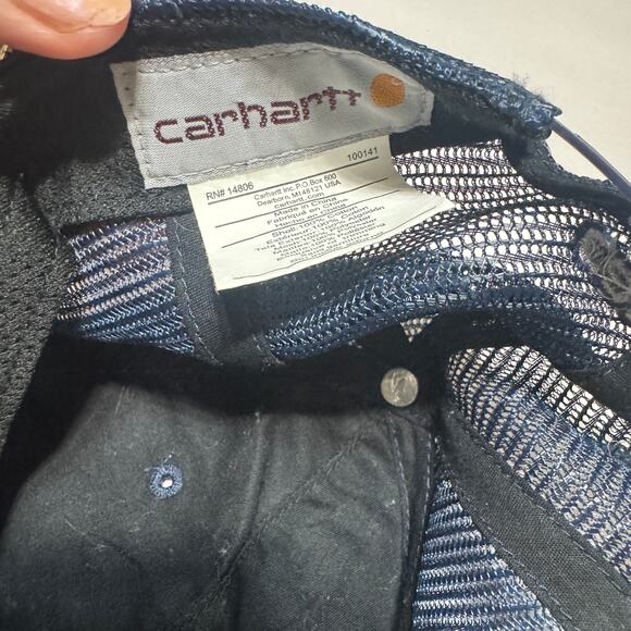 Carhartt Hat Men’s Navy Blue mesh Snapback Casual Cap One Size - Picture 5 of 10